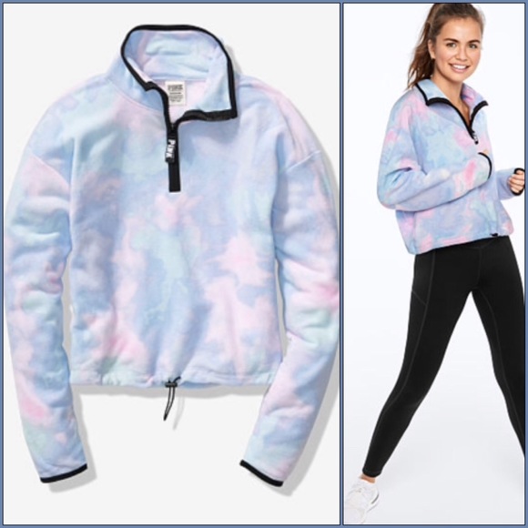VICTORIA/'S SECRET CROPPED FLEECE HOODIE JACKET PULLOVER